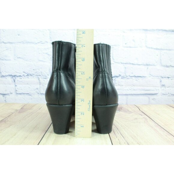 Clarks Black Leather Casual Ankle Boots Size 8.5 M Side Zip Elastic Panel - Picture 6 of 9